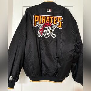 89 Vtg Pittsburgh Pirates Starter Jacket Black MLB Baseball Diamond Mens XL